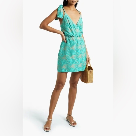 VIX PAULA HERMANNY 
Lyssa Wrap-Effect Printed Crepe De Chine Mini Dress (D11) - Picture 3 of 10